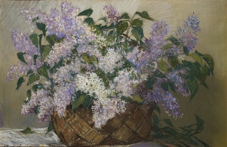 Алексей Николаевич Либеров ."Сирень".1975 год . Бумага, пастель