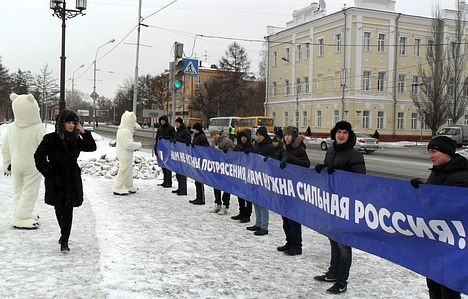 Медведи читают плакат ОНФ