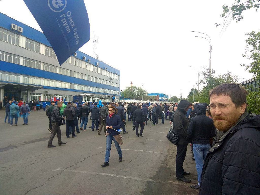 Владимир Лифантьев на митинге Омсктехуглерода